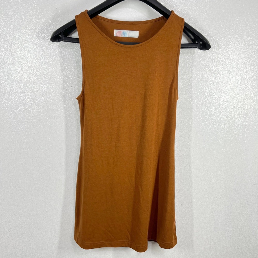 FP Beach Free People Tank Top Womens Small Petite Brown Sleeveless Casual Basic